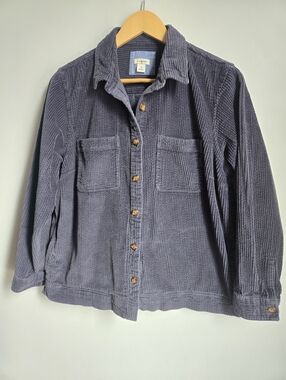 L.L. BEAN Corduroy Button-Down Shirt Jacket in Slate Blue